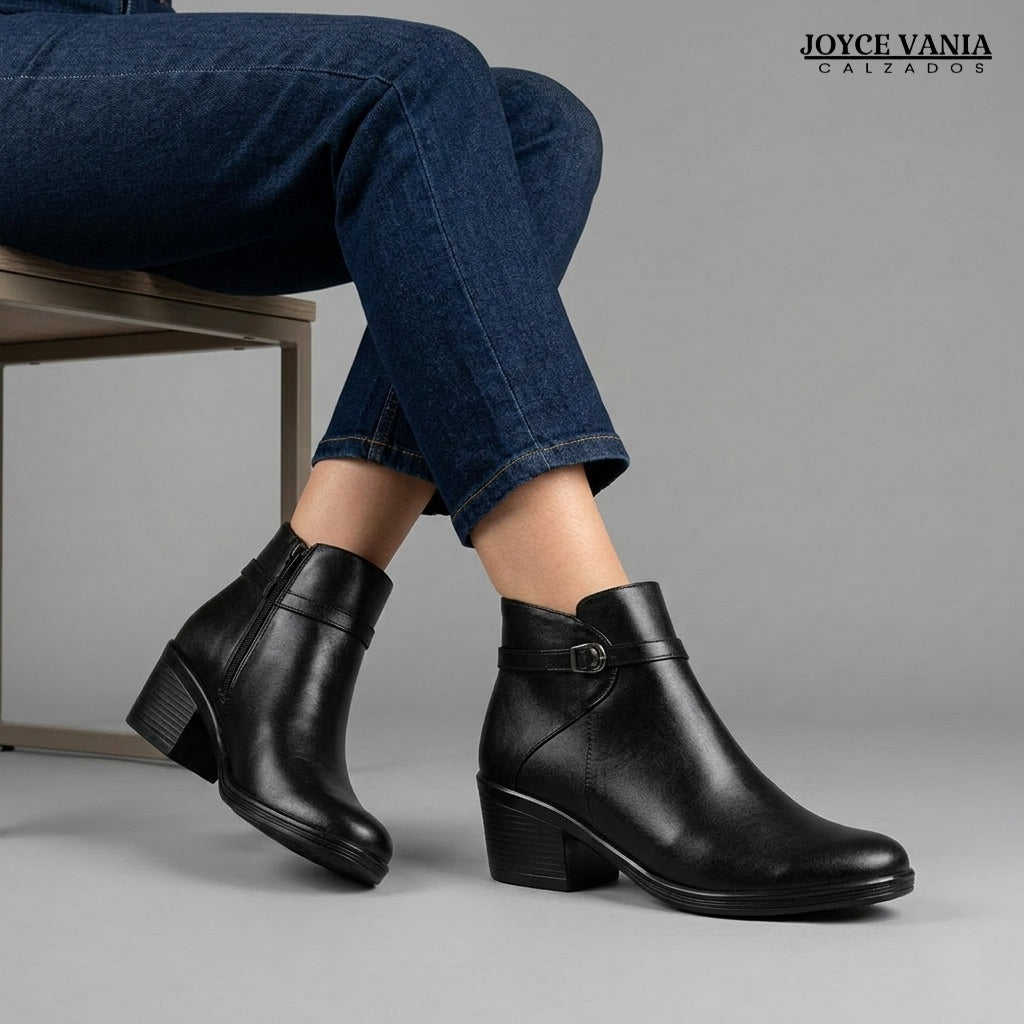Botines Mujer de Cuero Madrid Negro