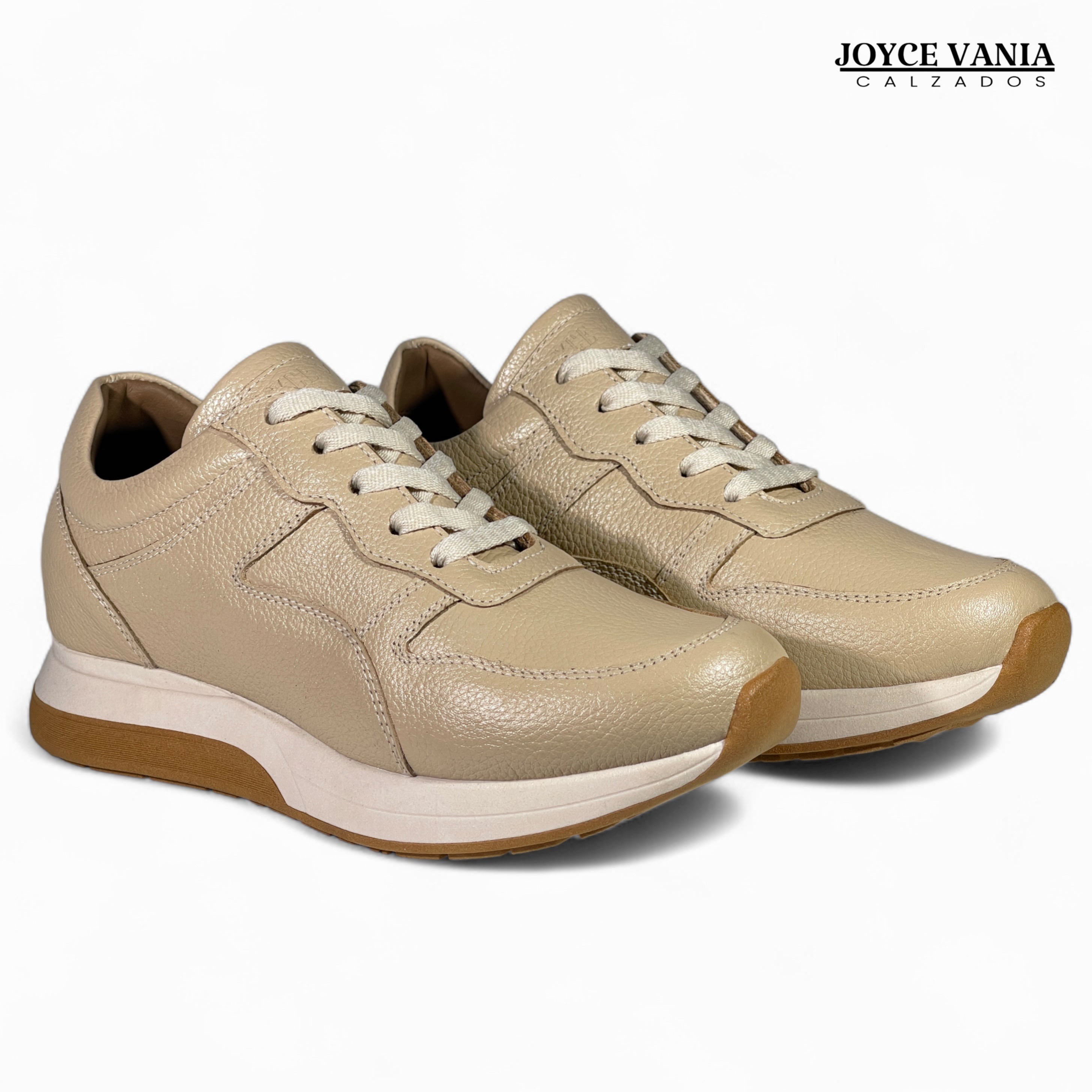 Zapatillas Urbanas Mujer de Cuero Mariela Beige