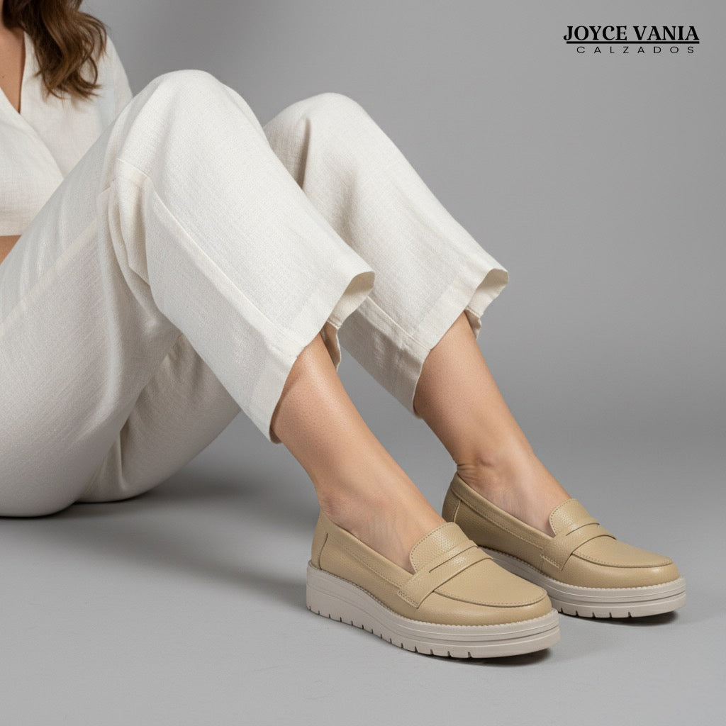 Mocasines de Cuero Mujer Marina Nude