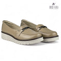 Mocasines de Cuero Mujer Martina Beige