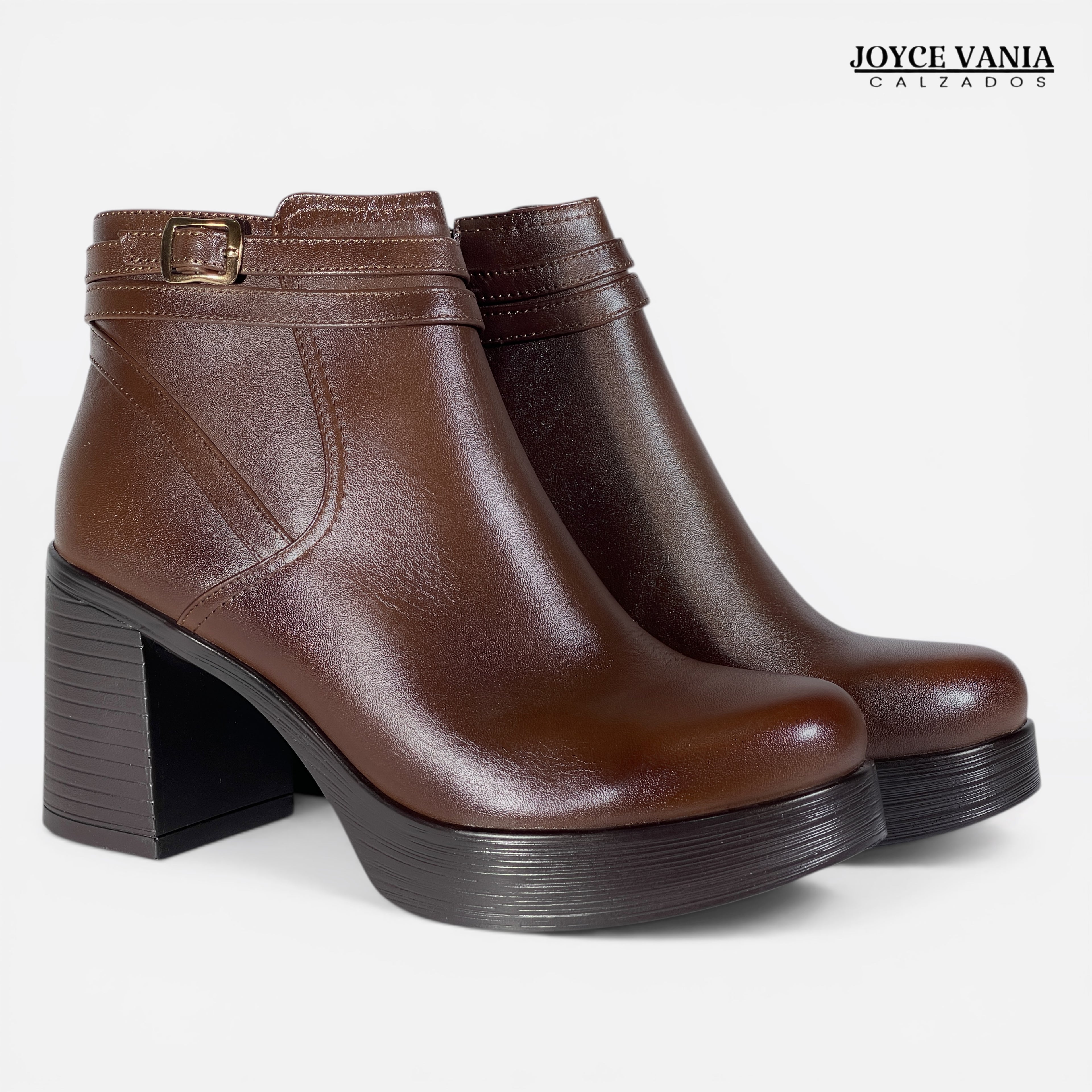 Botines de Cuero Mujer Medalith Marron