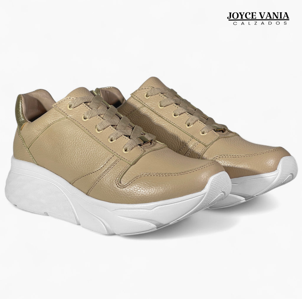 Zapatillas Urbanas Mujer de Cuero Miranda Beige