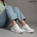 Zapatillas Urbanas Mujer de Cuero Miranda Blanco