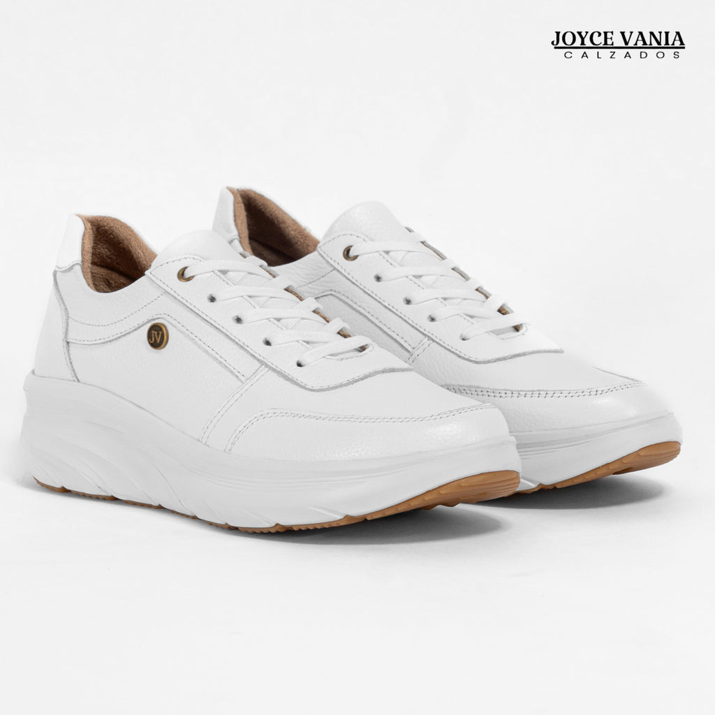 Zapatillas Urbanas Mujer de Cuero Mireyda Blanco