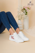 Zapatillas Urbanas de Cuero Mujer Nelly Rojo