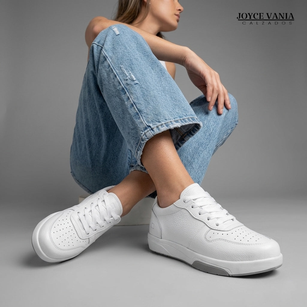 Zapatillas Urbanas de Cuero Mujer Noelia Blanco