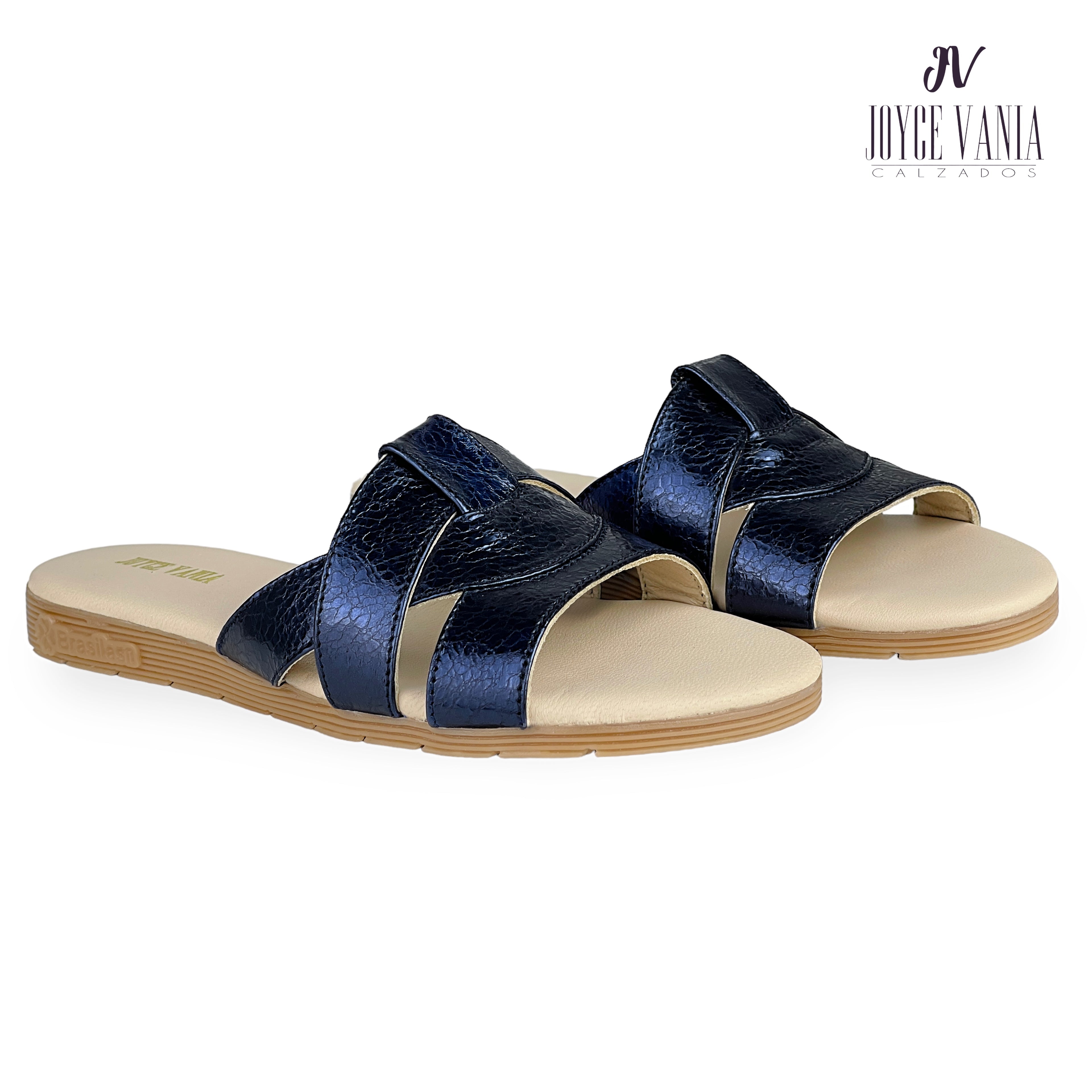 Sandalias de Cuero Mujer Norma Azul Noche