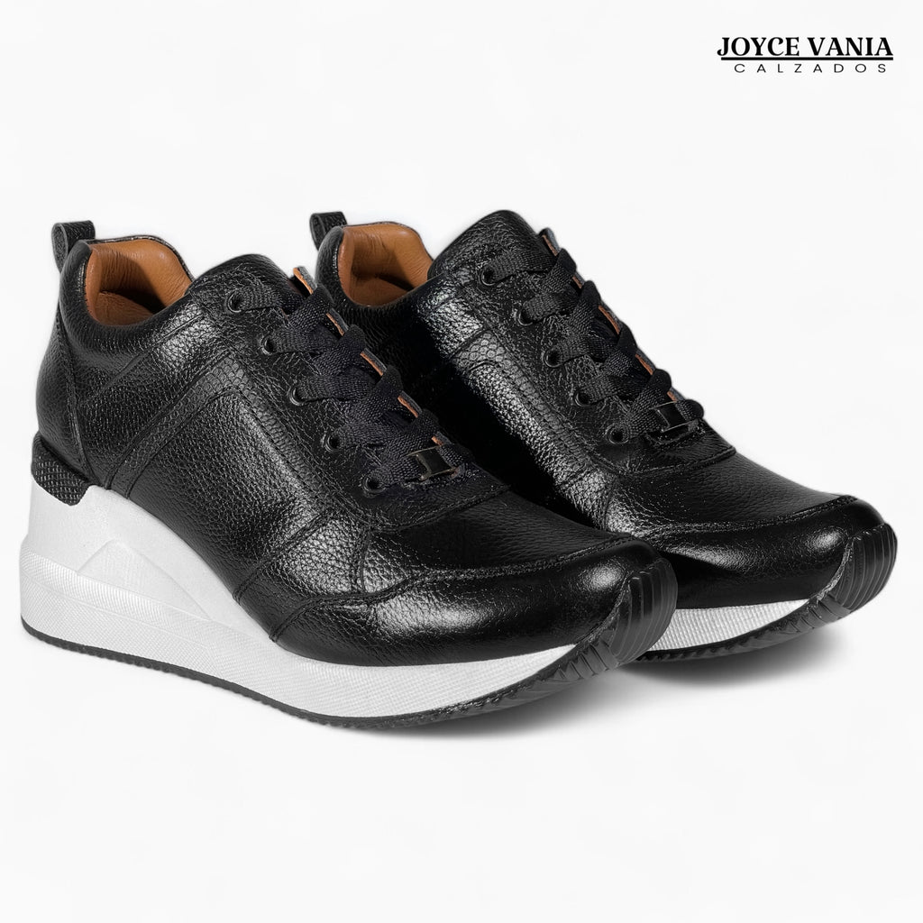 Zapatillas Urbanas Mujer de Cuero Paola Negro Dos