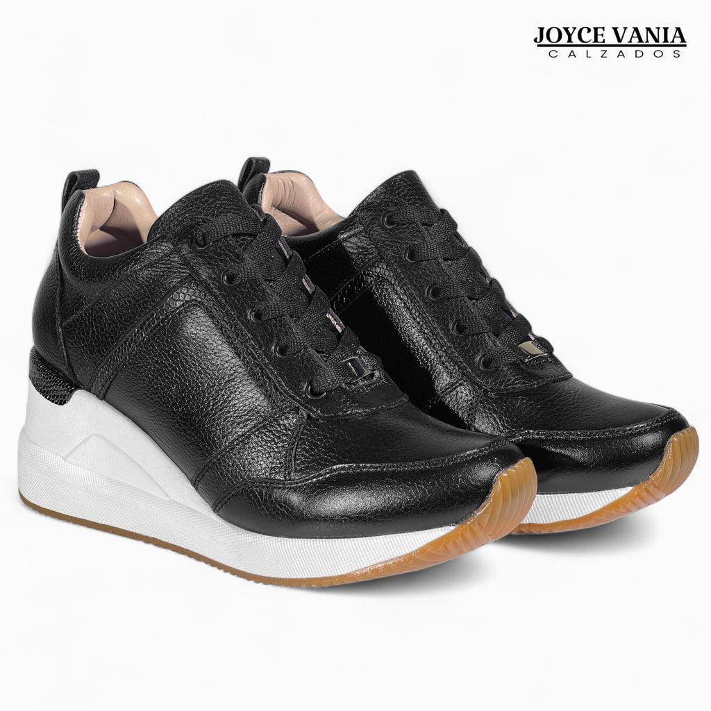Zapatillas Urbanas Mujer de Cuero Paola Negro