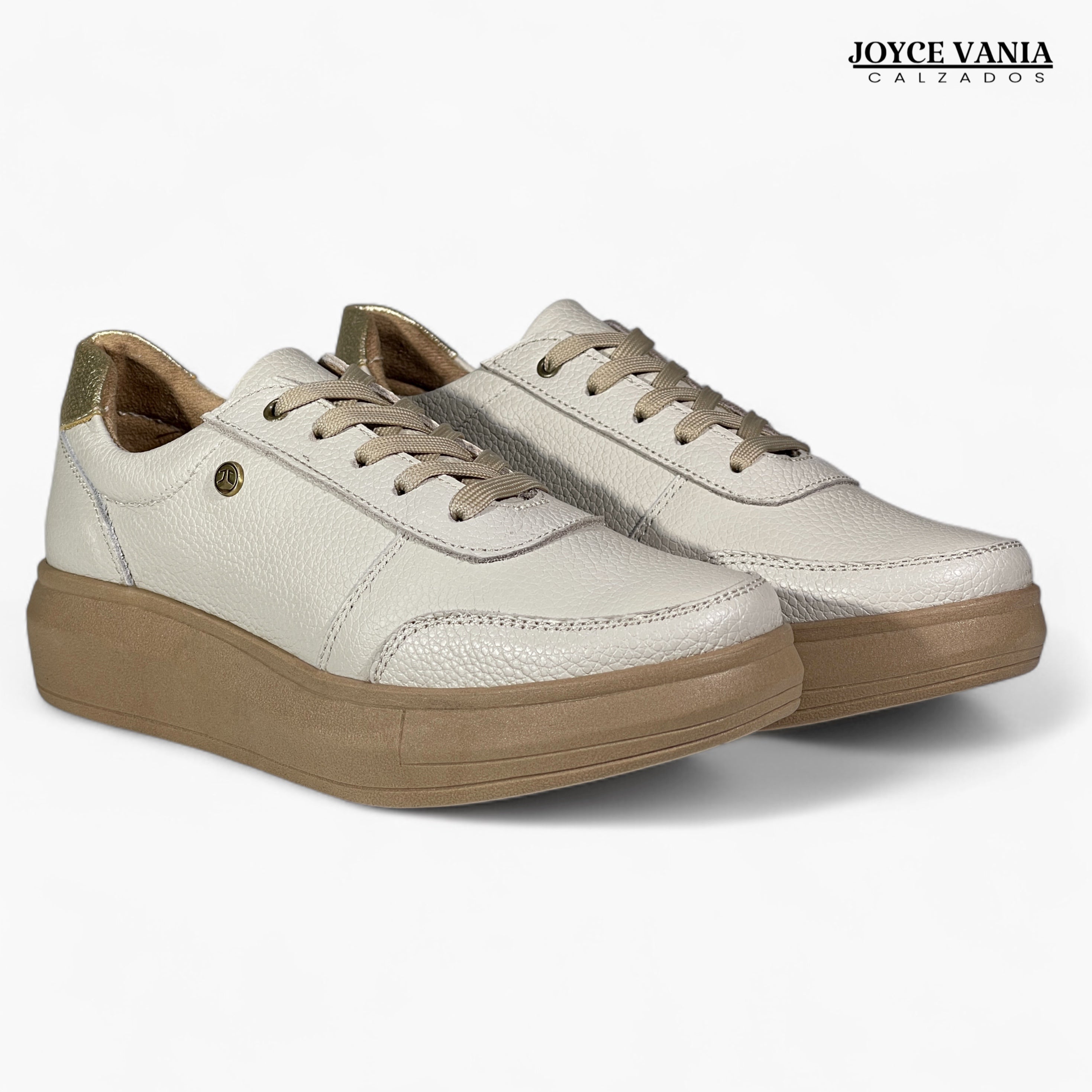 Zapatillas Urbanas Mujer de Cuero Regina Hueso