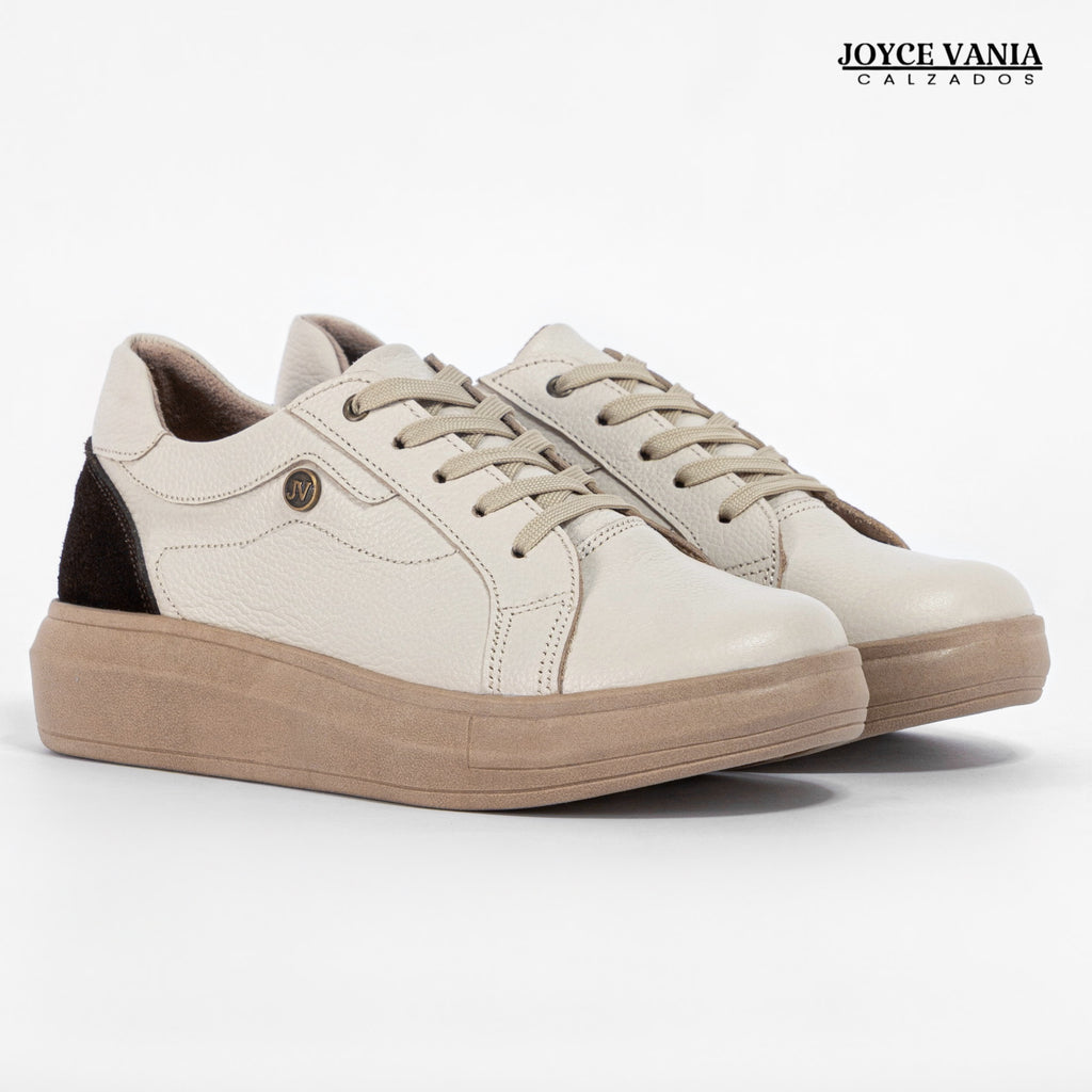 Zapatillas Urbanas de Cuero Mujer Rosalia Hueso