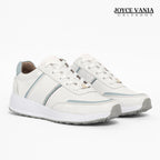 Zapatillas Urbanas Mujer de Cuero Rosaura Blanco Celeste