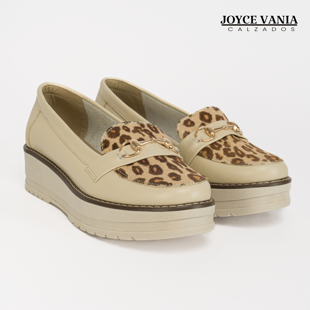 Mocasines de Cuero Mujer Salome Beige