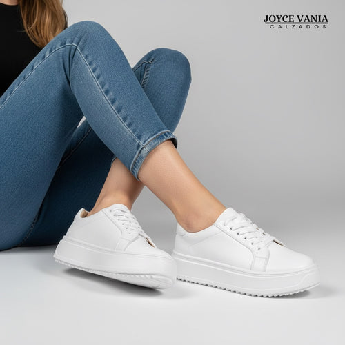 Zapatillas Urbanas Mujer de Cuero Samira Blanco
