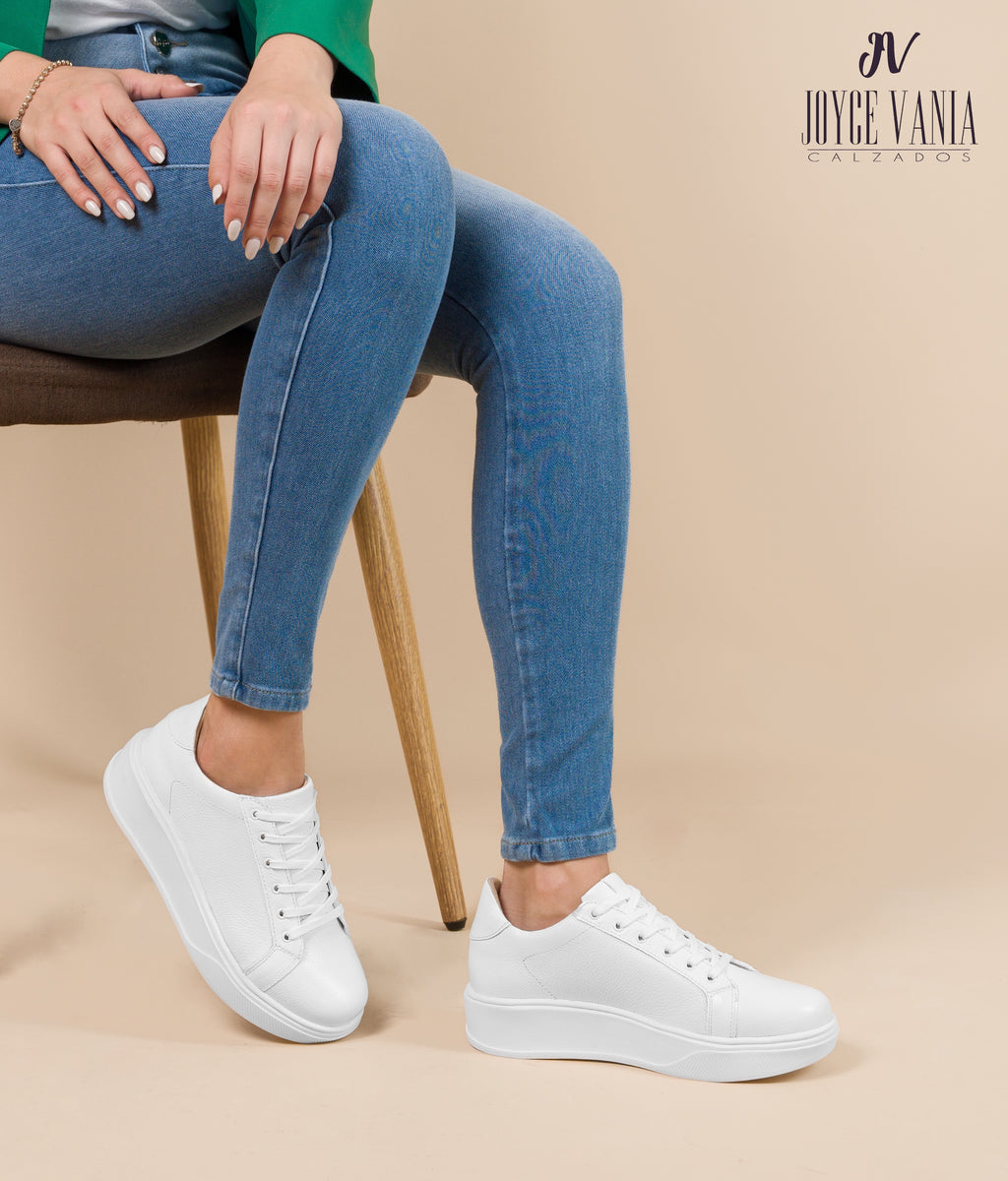 Zapatillas Urbanas Mujer de Cuero Susan Blanco