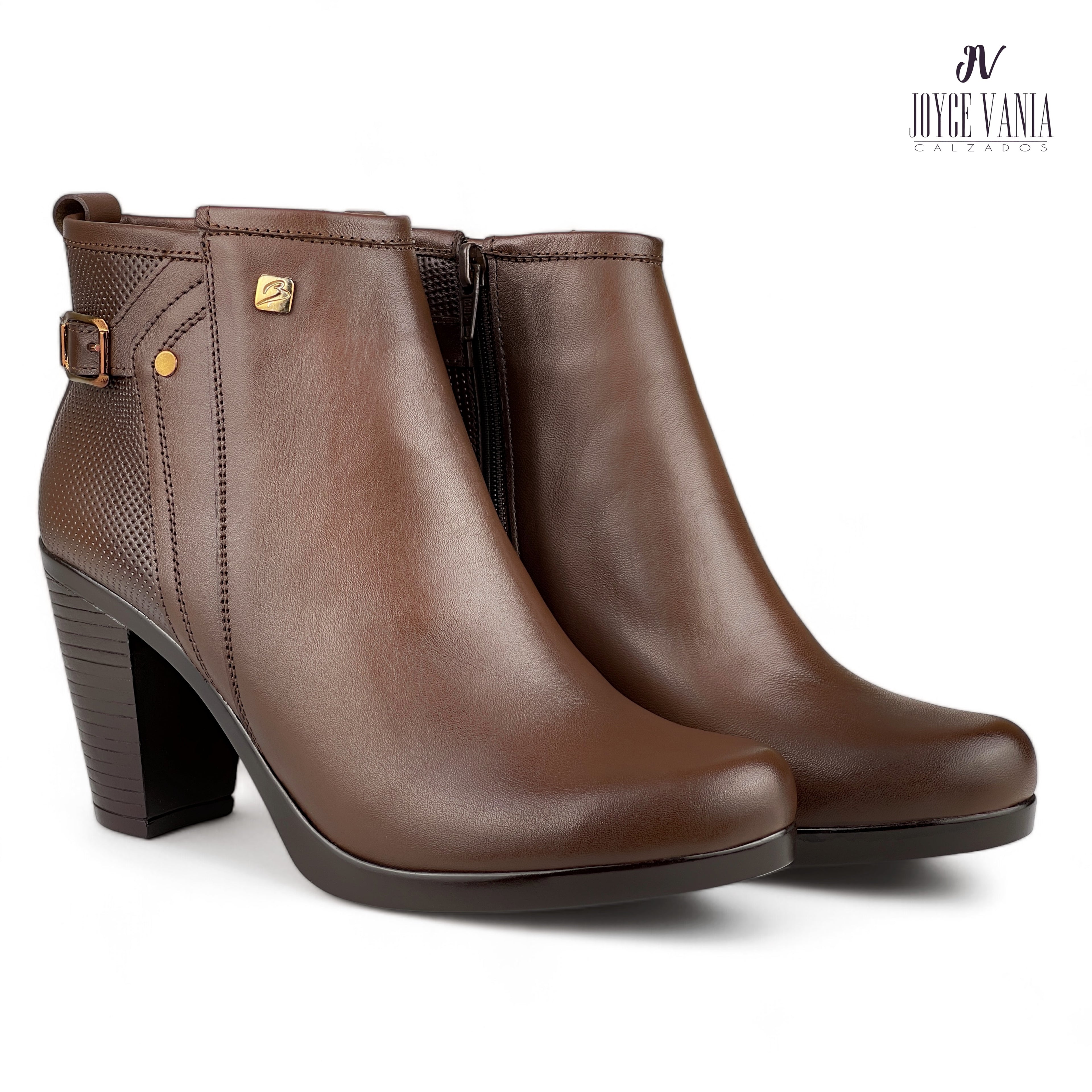 Botines Mujer de Cuero Teresa Marron