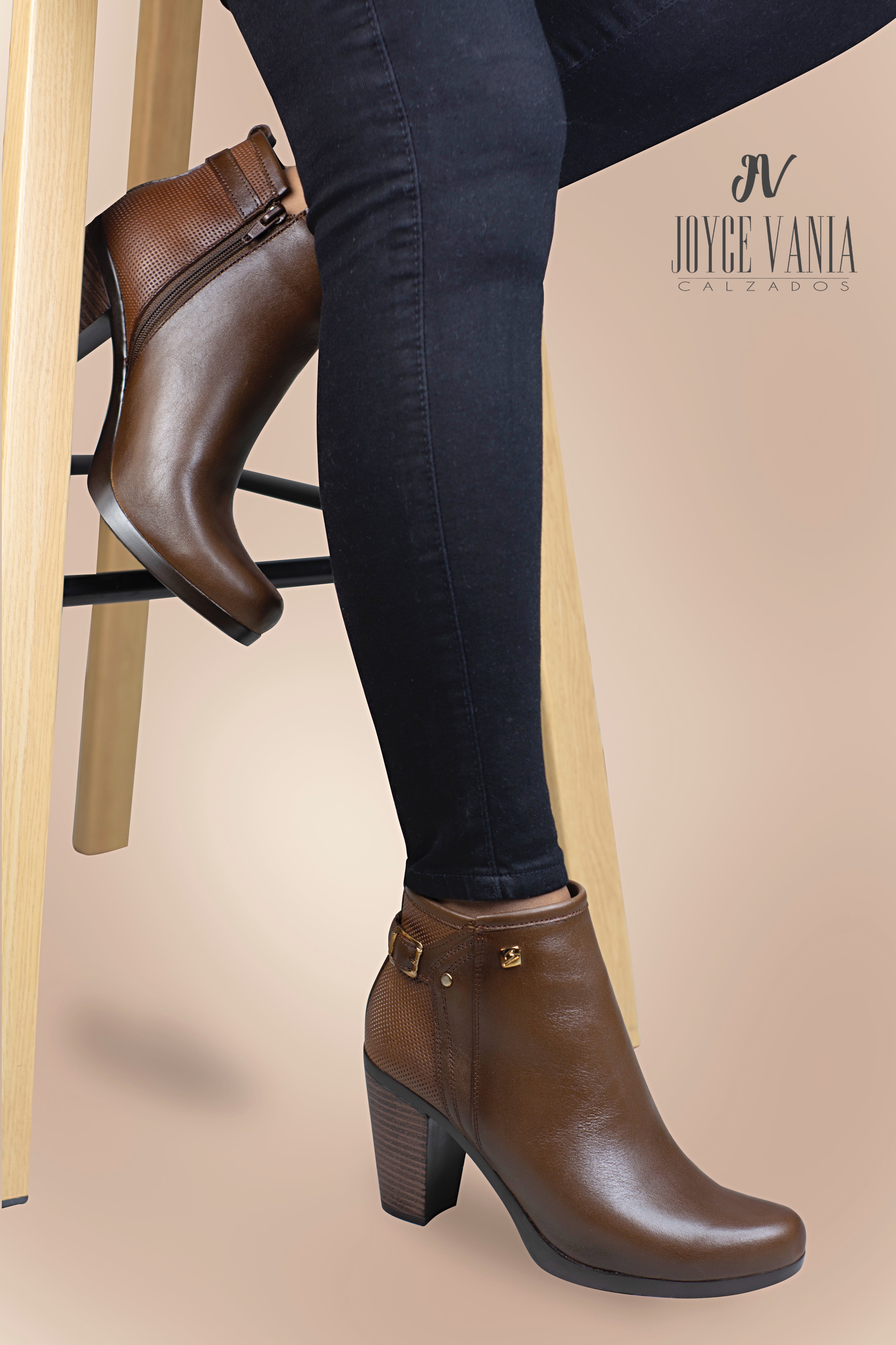 Botines Mujer de Cuero Teresa Marron