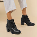 Botines de Cuero Mujer Vicky Negro