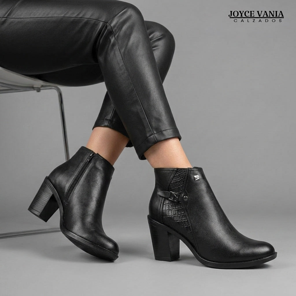 Botines Mujer de Cuero Viena Negro