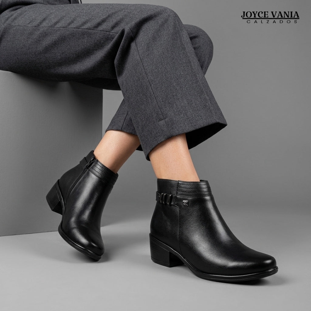 Botines Mujer de Cuero Yadira Negro