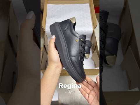 Zapatillas Urbanas Mujer de Cuero Regina Negro
