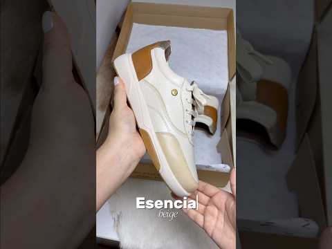 Zapatillas Urbanas de Cuero Mujer Esencia beige